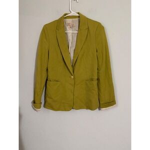 Philosophy Republic Clothing Chartreuse Green Single Button Blazer Gold Crest S
